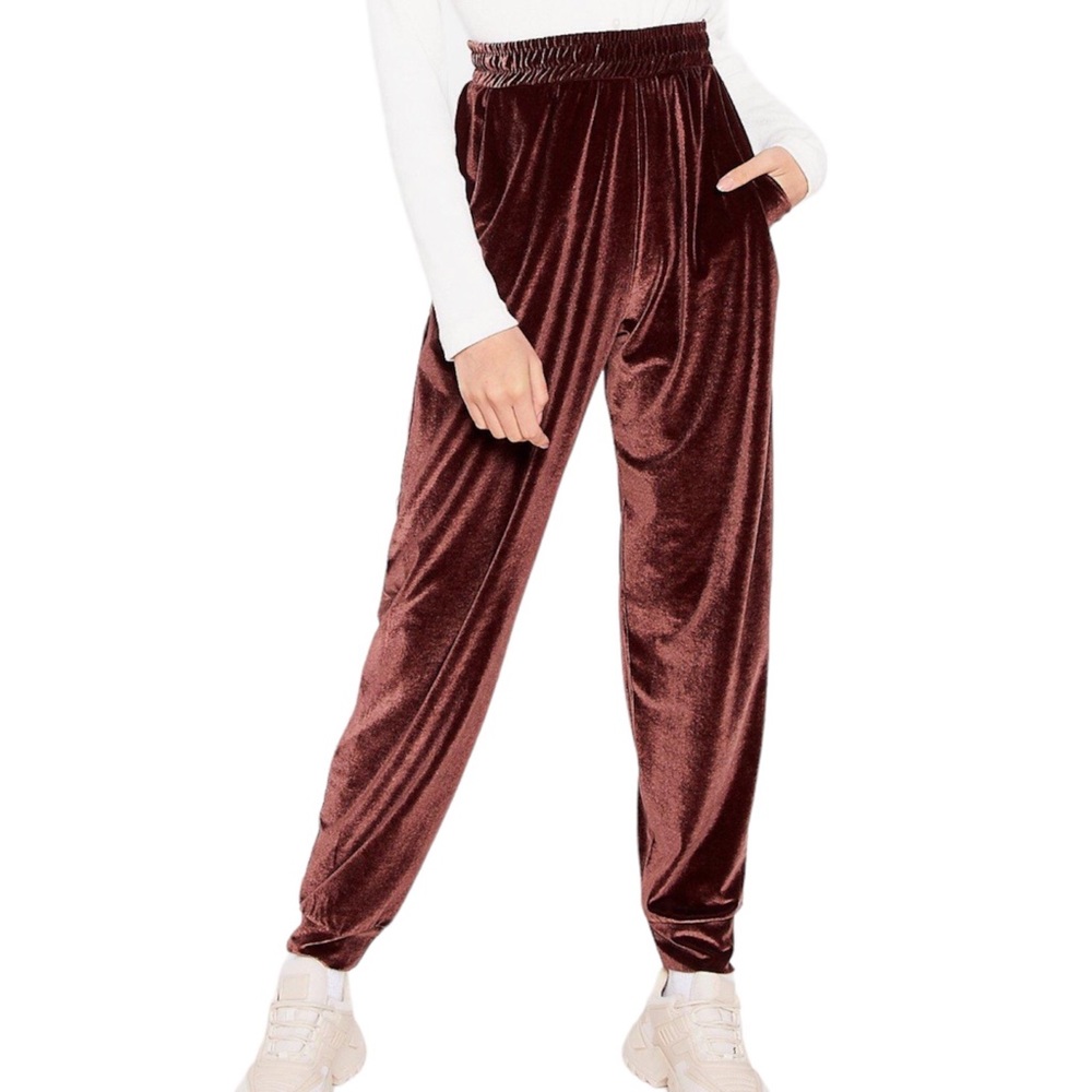 SOLD | Nasty Gal Suede Velvet Soft Stretchy High Waist Jogger Lounge Pants
